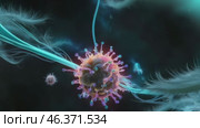 Intricate View of Viruses Interacting With Plant Life in a Vibrant, Microscopic World Filled With Details. Стоковое AI-видео, аниматор Оксана Медведева / Фотобанк Лори