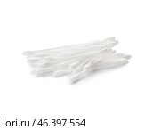 Cotton swabs on white background. Стоковое фото, фотограф Pixel_shot / Фотобанк Лори