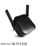 Black WiFi repeater isolated on white background. Стоковое фото, фотограф Pixel_shot / Фотобанк Лори