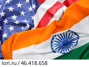 Flags of India and USA as background. Стоковое фото, фотограф Pixel_shot / Фотобанк Лори