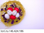 Разноцветные яйца покрашены к Пасхе. Стоковое фото, фотограф Борис Килин / Фотобанк Лори