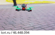 RUSSIA, MOSCOW - APRIL, 04, 2019. Flying quadcopter looking into the camera. Редакционное видео, видеограф Кутина Татьяна / Фотобанк Лори