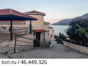 View of a beautiful stone building in Kas after sunset. Стоковое фото, фотограф Саблин Станислав / Фотобанк Лори