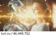 Portrait of a woman symbolically turning into virtual human, virtual character, or digital clone, using computer-generated from the real persona. AI artificial intelligence. Стоковое AI-видео, аниматор ALLA YURTAYEVA / Фотобанк Лори