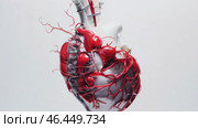 Anatomically correct human heart with venous system, realistic model. 3D illustration for medical applications, educational sites, websites. Стоковое AI-видео, аниматор ALLA YURTAYEVA / Фотобанк Лори