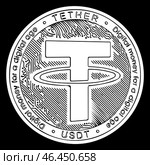 Crypto currency Tether symbol isolated on white. Стоковая иллюстрация, иллюстратор Константин Григорьев / Фотобанк Лори