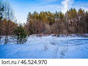 Небольшая речка зимой в лесу (река Линда) Стоковое фото, фотограф Илья Старков / Фотобанк Лори
