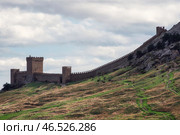 Genoese fortress in the resort town of Sudak in the Crimea. Стоковое фото, фотограф Саблин Станислав / Фотобанк Лори