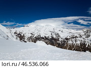 Panoramic view of the mount Elbrus from the mount Cheget. Стоковое фото, фотограф Юлия Белоусова / Фотобанк Лори