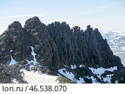 Glacier mountain peaks. Northern landscape. View from helicopter flight altitude. Стоковое фото, фотограф Евгений Ткачёв / Фотобанк Лори
