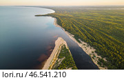 Река Олонка и Ладожское озеро на рассвете. Вид с высоты. Карелия. Лето. Стоковое фото, фотограф Сергей Цепек / Фотобанк Лори