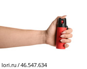 Женщина с перцовым баллончиком на белом фоне. Стоковое фото, фотограф Pixel_shot / Фотобанк Лори