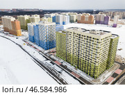 Москва. Вид на многоэтажные жилые дома в районе Некрасовка Юго-Восточного административного округа (2020 год). Стоковое фото, фотограф Михаил Джапаридзе / ТАСС / Фотобанк Лори