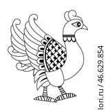 Isolated vector picture: Firebird isolated on a white background in Russian style. Стоковая иллюстрация, иллюстратор Елена  Попкова / Фотобанк Лори