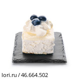 Вкусный мусс торт с черникой на белом фоне. Стоковое фото, фотограф Pixel_shot / Фотобанк Лори