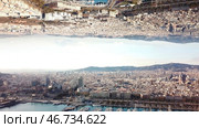 Top view of big city landscape with effect of parallel realities. Стоковое фото, фотограф David Kashakhi / Фотобанк Лори