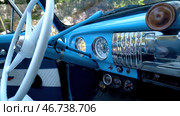 Beautiful design of a blue retro car. Стоковое фото, фотограф David Kashakhi / Фотобанк Лори