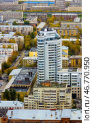 Russia, Sverdlovsk region. 24. 09. 2015. the city of Yekaterinburg view from the skyscraper Vysotsky On an autumn day. Редакционное фото, фотограф Акиньшин Владимир / Фотобанк Лори