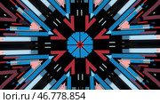Colorful abstract geometrical kaleidoscope with moving patterns changing their color. Стоковая иллюстрация, иллюстратор David Kashakhi / Фотобанк Лори
