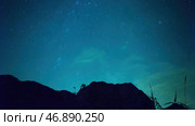 Timelapse - Rivers, mountain stars, zodiacal light and the Milky Way on a beautiful blue night in New Day. Стоковое фото, фотограф David Kashakhi / Фотобанк Лори