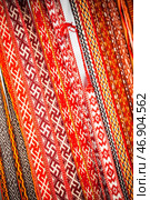 Colorful Handwoven Braids Featuring Traditional Patterns and Geometric Designs (2013 год). Стоковое фото, фотограф Мара Фрибус / Фотобанк Лори
