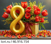 March 8 – International Women's Day. Banner, postcard. Стоковое AI-изображение, AI-художник Сергей Елизарьев / Фотобанк Лори