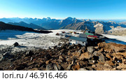 View from the hill top on the arctic expedition shelter with the time lapse effect. Стоковое фото, фотограф David Kashakhi / Фотобанк Лори