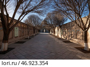 View of the Bab-i-Islam Gate and the alley to the Bahauddin Naqshbandi Memorial Complex on a sunny day, Bukhara, Uzbekistan. Стоковое фото, фотограф Ula Ulachka / Фотобанк Лори