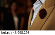 Man touching an element of the wedding suit. Стоковое фото, фотограф David Kashakhi / Фотобанк Лори