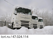 Седельный тягач Dongfeng GX в дилерском центре Азия Трак (2023 год). Редакционное фото, фотограф Антон Белицкий / Фотобанк Лори