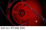 CLose up for red symetrical circle geometrically formed by triangles rotating, seamless loop. Стоковая иллюстрация, иллюстратор David Kashakhi / Фотобанк Лори