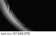 Abstract monochrome animation of 3d pattern with lots of white, grey and blackrectangle geometry primitive forms on black. Стоковая иллюстрация, иллюстратор David Kashakhi / Фотобанк Лори