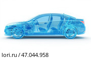 3D transparent view of car showcasing its internal components and innovative design features for optimal performance. Стоковое AI-изображение, AI-художник Михаил Коханчиков / Фотобанк Лори
