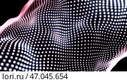 Pink and white small circles flowing on black background, abstract fabric. Стоковая иллюстрация, иллюстратор David Kashakhi / Фотобанк Лори
