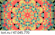 Beautiful abstract multicolored pattern consisting from pixels moving, growing and disappearing on the black background. Стоковая иллюстрация, иллюстратор David Kashakhi / Фотобанк Лори