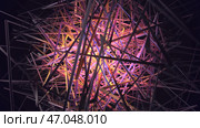 Animation of colored tangled threads on a black background. Стоковая иллюстрация, иллюстратор David Kashakhi / Фотобанк Лори