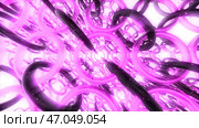 Multitude of 3d rings rotate in chains radiating colored light. Стоковая иллюстрация, иллюстратор David Kashakhi / Фотобанк Лори