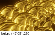 Close up of abstract plastic golden springs stretching isolated on a black background. Стоковая иллюстрация, иллюстратор David Kashakhi / Фотобанк Лори