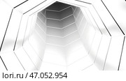 Dazzling white tunnel with smooth surface in style of futurism. Стоковая иллюстрация, иллюстратор David Kashakhi / Фотобанк Лори