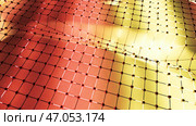Waves distorting surface with grid and dots. Стоковая иллюстрация, иллюстратор David Kashakhi / Фотобанк Лори