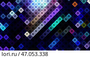 Neon bright purple cubes shimmer with different colors . Стоковая иллюстрация, иллюстратор David Kashakhi / Фотобанк Лори