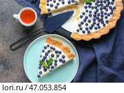Композиция с вкусным черничным пирогом на столе. Стоковое фото, фотограф Pixel_shot / Фотобанк Лори