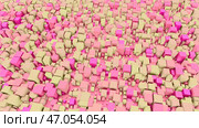 Abstract pulsating waves of soft pink and beige 3D rectangles. Стоковая иллюстрация, иллюстратор David Kashakhi / Фотобанк Лори