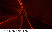 Moving inside round shaped tunnel with flowing waste water towards ventilation hatch. Стоковая иллюстрация, иллюстратор David Kashakhi / Фотобанк Лори