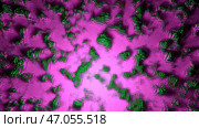 Bright blots that grow and move in dark color on shiny footage in abstraction. Стоковая иллюстрация, иллюстратор David Kashakhi / Фотобанк Лори