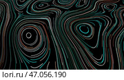 Abstract visualization of vacuole silhouettes by moving neon narrow lines on a black background. Стоковое фото, фотограф David Kashakhi / Фотобанк Лори