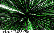 Motion.The blue and green and white lines that look bright as lightning lower the footage in 3D format and pull back together. Стоковое фото, фотограф David Kashakhi / Фотобанк Лори