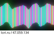 Black background.Design.Bright multicolored lines in abstraction sparkle and seem to dance changing their size. Стоковая иллюстрация, иллюстратор David Kashakhi / Фотобанк Лори
