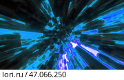 Bright glowing spots flicker in dizzying flow of tunnel. Стоковая иллюстрация, иллюстратор David Kashakhi / Фотобанк Лори