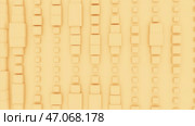 Yellow wall of cubes rotating with movement of 3D cubic blocks. Стоковая иллюстрация, иллюстратор David Kashakhi / Фотобанк Лори